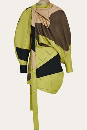 Salvatore Ferragamo Vestido asimétrico estampado Verde