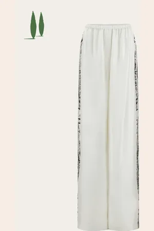 Salvatore Ferragamo Back to Earth - Pantalones en seda Blanco