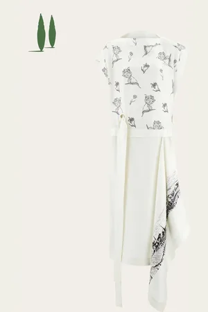 Salvatore Ferragamo Back to Earth - Vestido con doble estampado Blanco