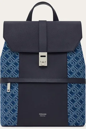 Salvatore Ferragamo Mochila Monogram con hebillas Gancini Azul