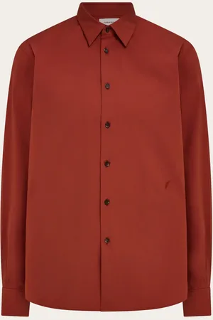 Salvatore Ferragamo Camisa de popelina elástica Rojo