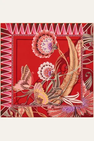 Salvatore Ferragamo Pañuelo de seda estampado Jade Rojo