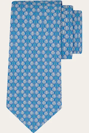 Salvatore Ferragamo Corbata de seda estampado Gancini lunares Azul