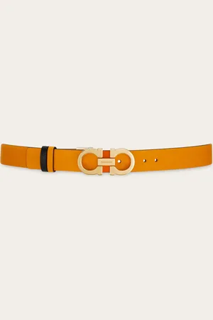 Salvatore Ferragamo Cinturón reversible y ajustable Gancini Anaranjado