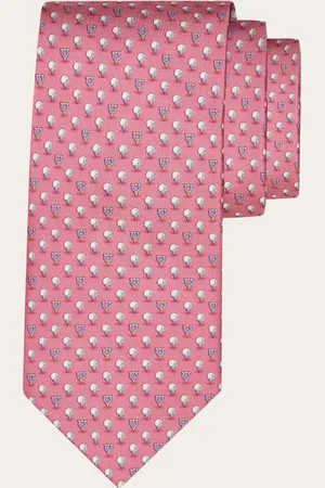 Salvatore Ferragamo Corbata de seda con estampado Golf Rosa
