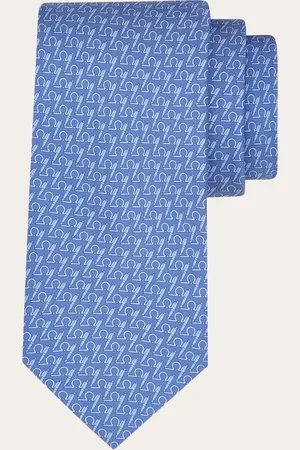 Salvatore Ferragamo Corbata de seda estampado Writer Azul