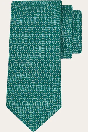 Salvatore Ferragamo Corbata de seda estampado Gancini y corazones Verde