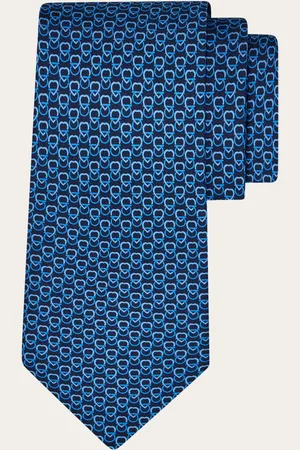 Salvatore Ferragamo Corbata de seda estampado Corazones Azul