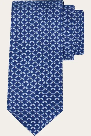 Salvatore Ferragamo Corbata de seda estampado Shark Azul