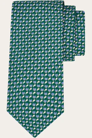 Salvatore Ferragamo Corbata de seda estampado Fox Verde