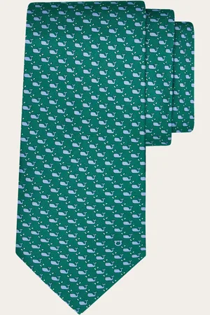 Salvatore Ferragamo Corbata de seda estampado Ballena Verde