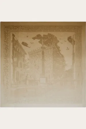 Salvatore Ferragamo Pañuelo de seda jacquard Palazzo Taupe/marfil