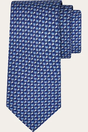 Salvatore Ferragamo Corbata de seda estampado Fox Azul