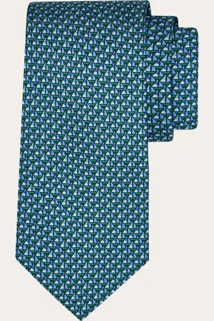 Salvatore Ferragamo Corbata de seda estampado Regata Verde