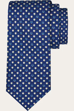 Salvatore Ferragamo Corbata de seda con estampado Golf Azul