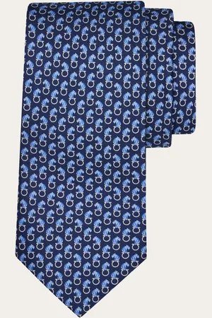 Salvatore Ferragamo Corbata de seda estampado Felino Azul