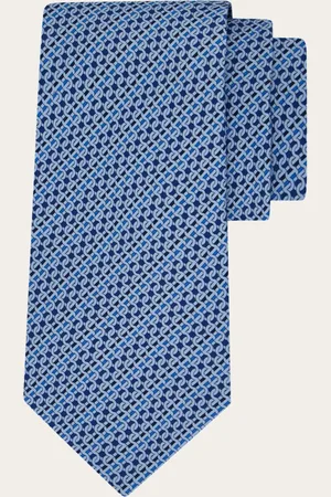 Salvatore Ferragamo Corbata de seda estampado Gancini regimental Azul