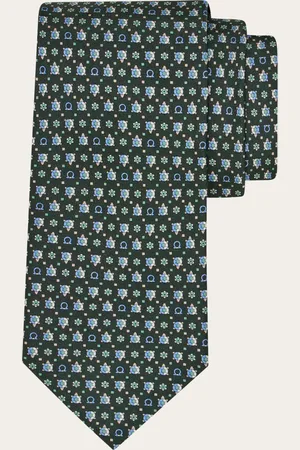 Salvatore Ferragamo Corbata de seda estampado tortuga Verde