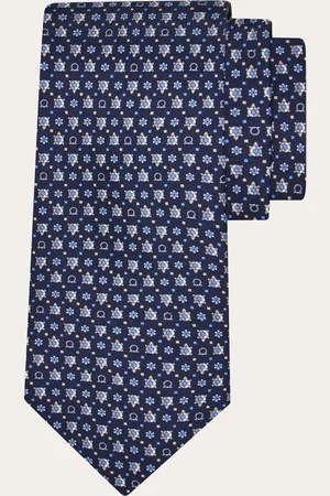 Salvatore Ferragamo Corbata de seda estampado tortuga Azul
