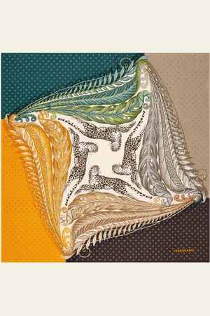 Salvatore Ferragamo Pañuelo de seda estampado Madras Verde