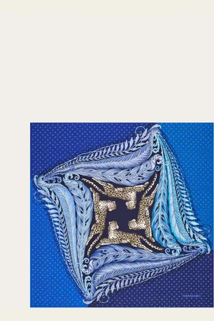 Salvatore Ferragamo Pañuelo de seda estampado Madras Azul Real