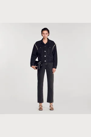 Sandro Chaqueta oversize de denim con strass