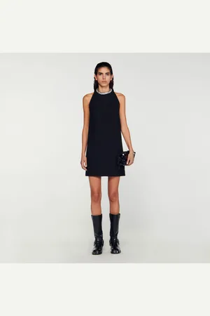 Sandro Vestido con cuello con bisutería