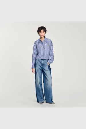 Sandro Camisa de rayas con pedrería