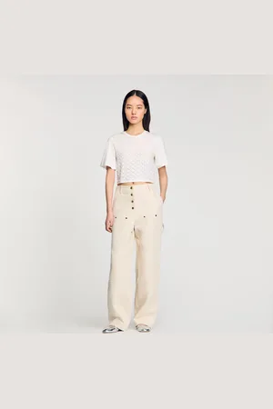 Sandro Camiseta cropped con pedrería