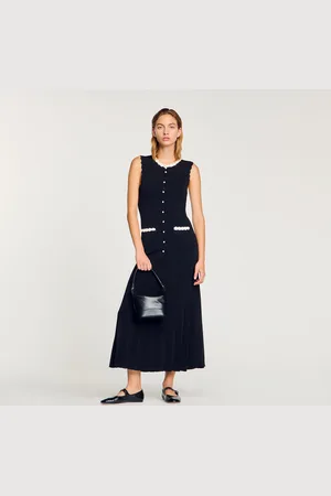 Sandro Vestido largo con detalles de ganchillo