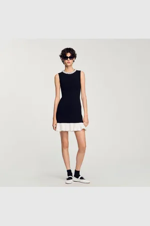 Sandro Vestido corto de punto con pedrería