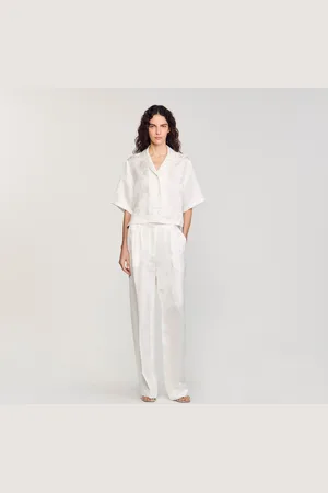 Sandro Camisa corta con flores de jacquard