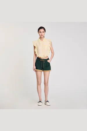 Sandro Top Cuello camisero con encaje