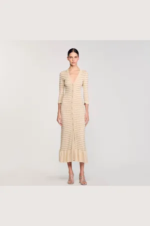Sandro Vestido largo de punto con strass