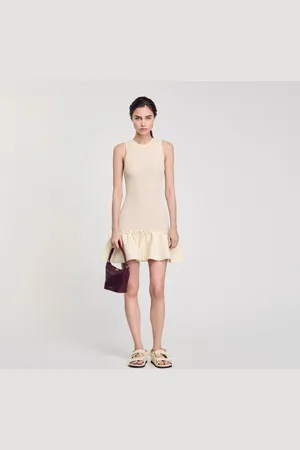 Sandro Vestido corto de punto con volante