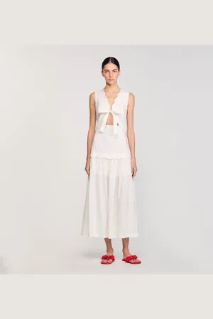 Sandro Vestido largo arrugado con lazo