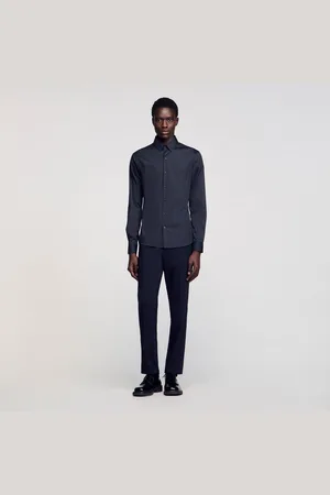 Sandro Camisa ajustada de algodón stretch