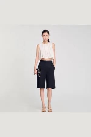 Sandro Top corto tablas y cuello de strass