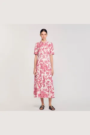 Sandro Vestido camisero largo de flores
