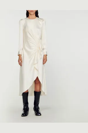 Sandro Vestido satinado con volantes