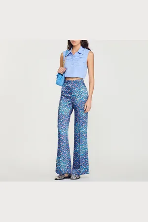 Sandro Pantalón satinado con estampado floral