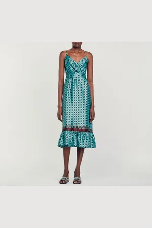 Sandro Vestido midi satinado estampado