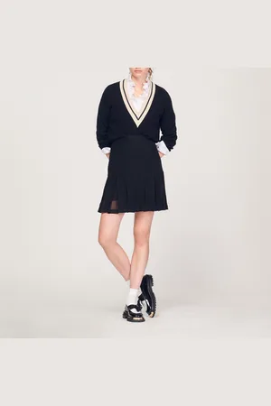 Sandro Falda de tweed con pliegues