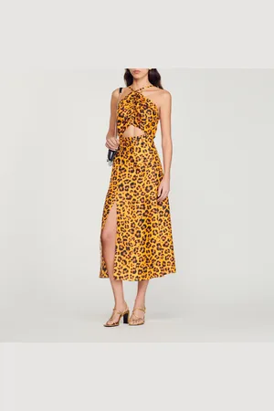 Sandro Vestido largo con estampado de leopardo