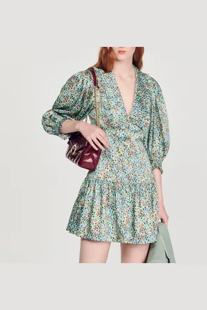 Sandro Vestido corto y fluido, estampado floral