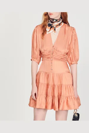 Sandro Vestido avolantado de manga corta