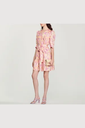 Sandro Vestido de seda con estampado Peace & Love
