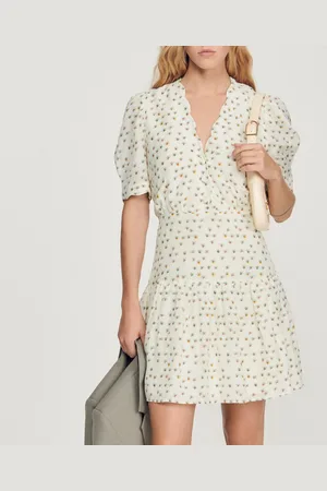 Sandro Vestido de manga corta, estampado floral
