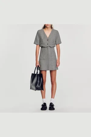 Sandro Vestido corto de tweed pata de gallo
