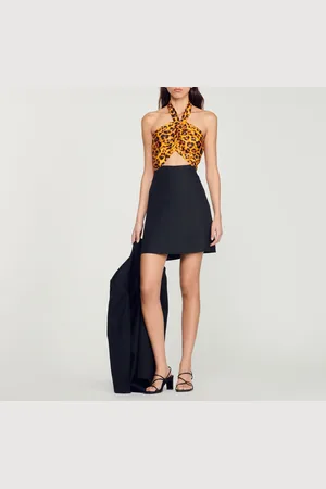 Sandro Vestido corto con estampado de leopardo